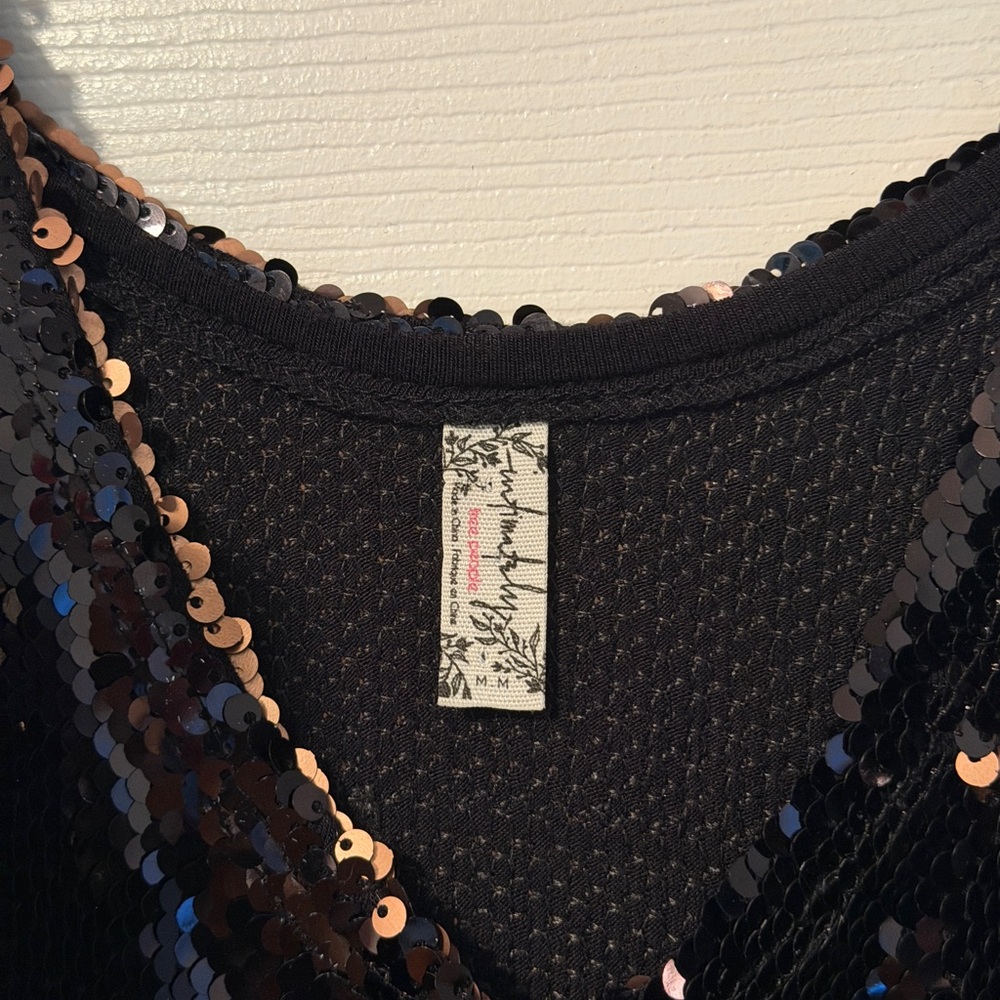 Free People Black/Rose Gold Sequin Mini Dress